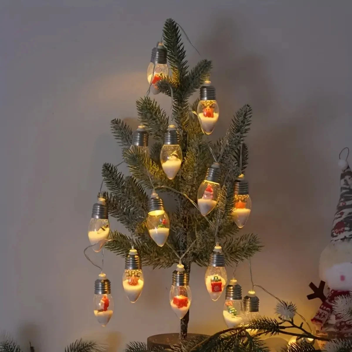1pc10/20 LED Christmas Snowball Clear Bulb String Lights With Christmas Santa Claus Snowman Tree